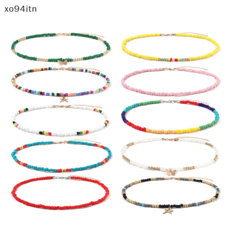 Vòng Cổ Choker Xỏ Hạt Nhiều Màu Sắc Mặt Hình Bướm Nhỏ Phong Cách Bohemia Cho Nữ