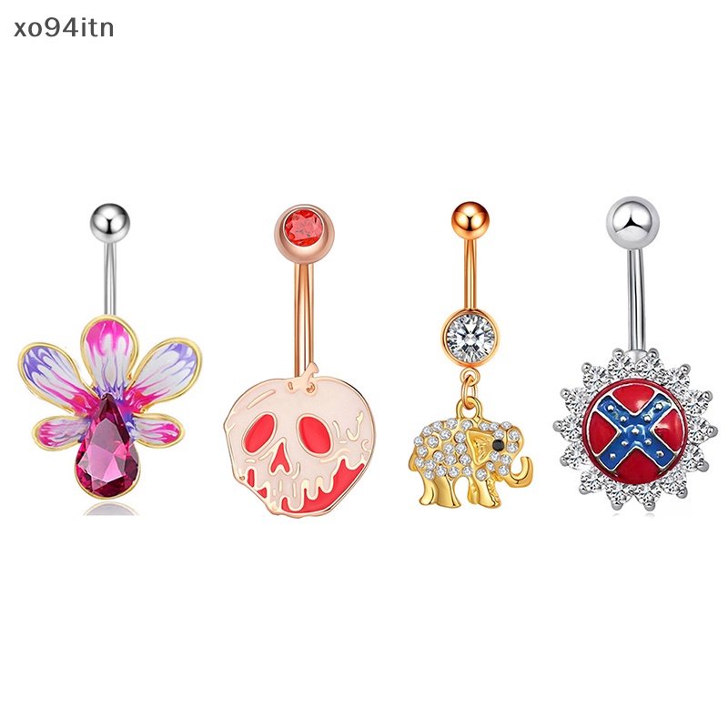 Khuyên Rốn Chất Liệu Thép Không Gỉ Đính Đá Nhân Tạo Hình Bướm Thời Trang