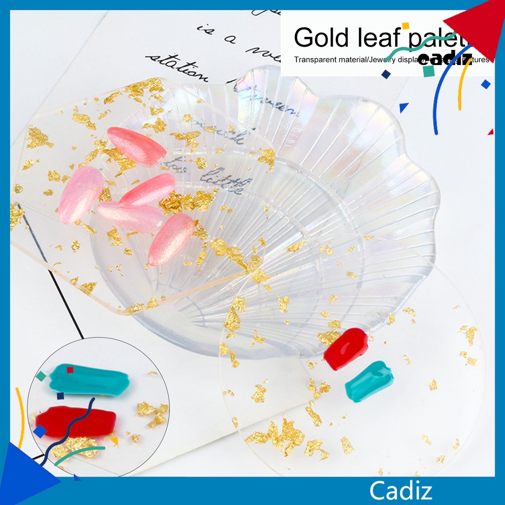 Khay Lá Vàng Trong Suốt Trưng Bày Móng Tay Nghệ Thuật DIY