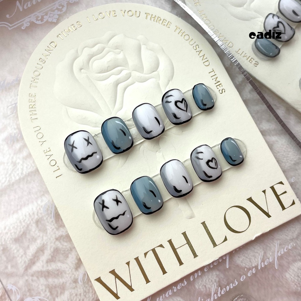 Bộ 10 Móng Tay Giả Độ Bóng Cao Che Phủ Toàn Diện Không Harm Hình Cún Dễ Thương Tự Làm Thủ Công