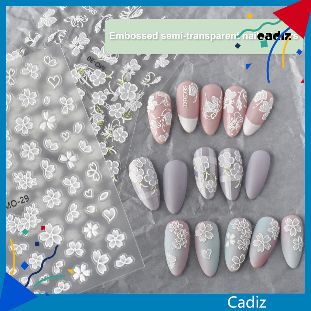 1 Tờ Miếng Dán Họa Tiết Hoa Dập Nổi 3D Nhiều Hình Dạng Trang Trí Móng Tay Nghệ Thuật Dễ Tháo Gỡ