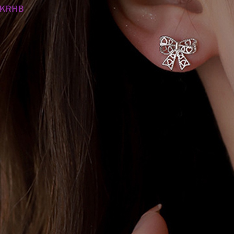 1 Đôi Bông Tai Hình Nơ Ren Rỗng Đơn Giản Dành Cho Nữ Mới