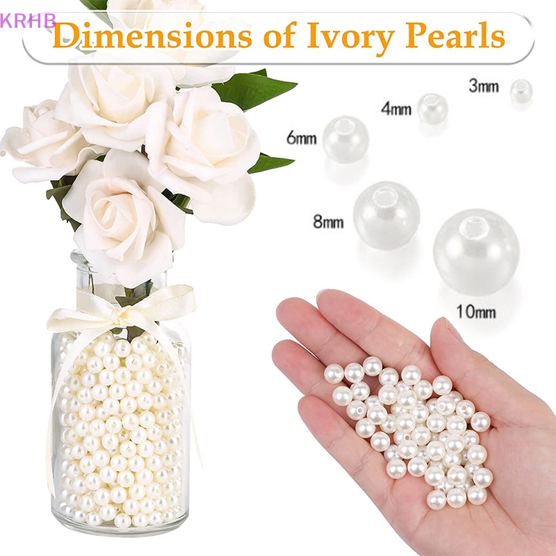 Hạt Ngọc Trai Có Lỗ Bằng Acrylic Kích Thước 3mm 4mm 6mm 8mm 10mm Dùng Làm Trang Sức DIY Mới