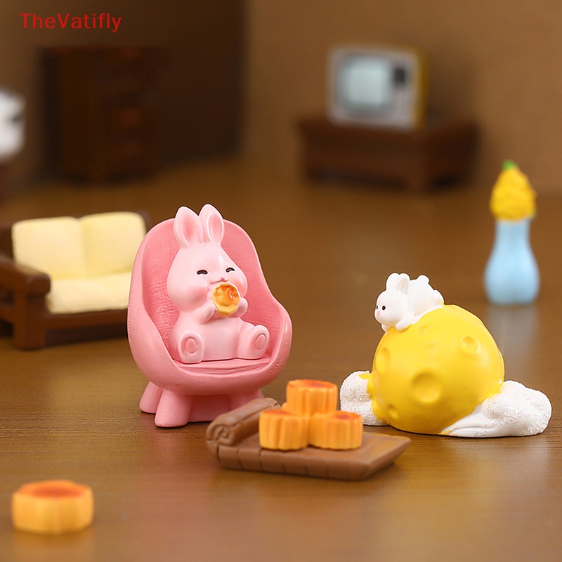 Tượng Thỏ Ngọc Bích mini Bằng Nhựa resin Dễ Thương Trang Trí Phong Cảnh Xe Hơi