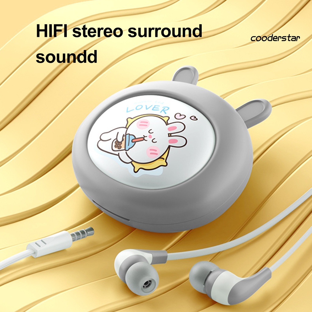 Tai Nghe Nhét Tai Có Dây 3.5mm Kiểu Dáng Thể Thao Kèm Hộp Đựng Họa Tiết Hoạt Hình Cho Bé