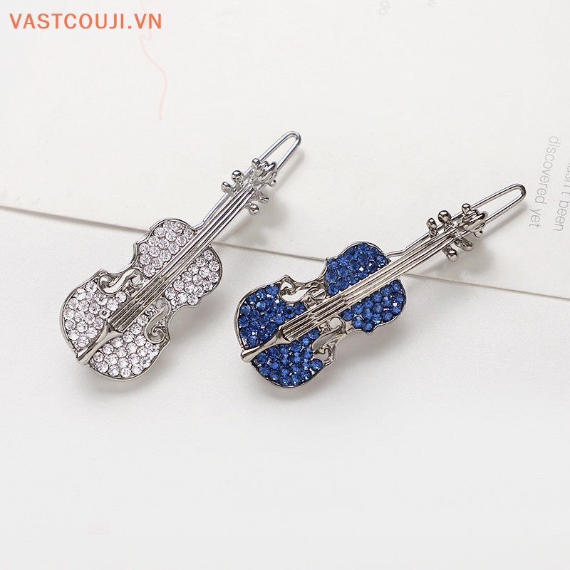 Kẹp Tóc Kim Loại Đính Đá Hình Đàn Violin Thời Trang