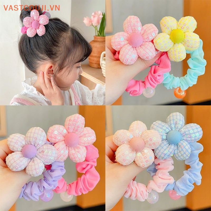 1 Dây Cột Tóc Đính Hoa Kim Sa Lấp Lánh Dễ Thương Cho Bé Gái