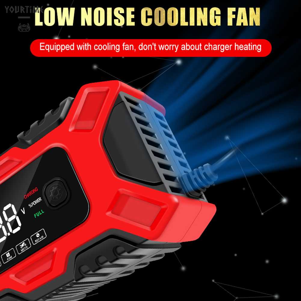 Bộ SạC Pin Thông Minh 12V6A VớI MàN HìNh Kỹ ThuậT Số Cho Xe Hơi Xe MáY