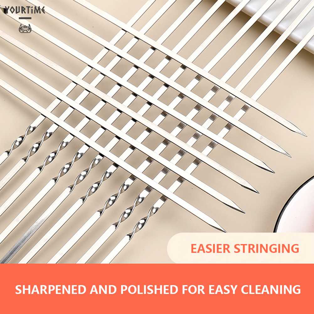 Bộ 20 Xiên Nướng BBQ Bằng Thép Không Gỉ Tái Sử Dụng Được