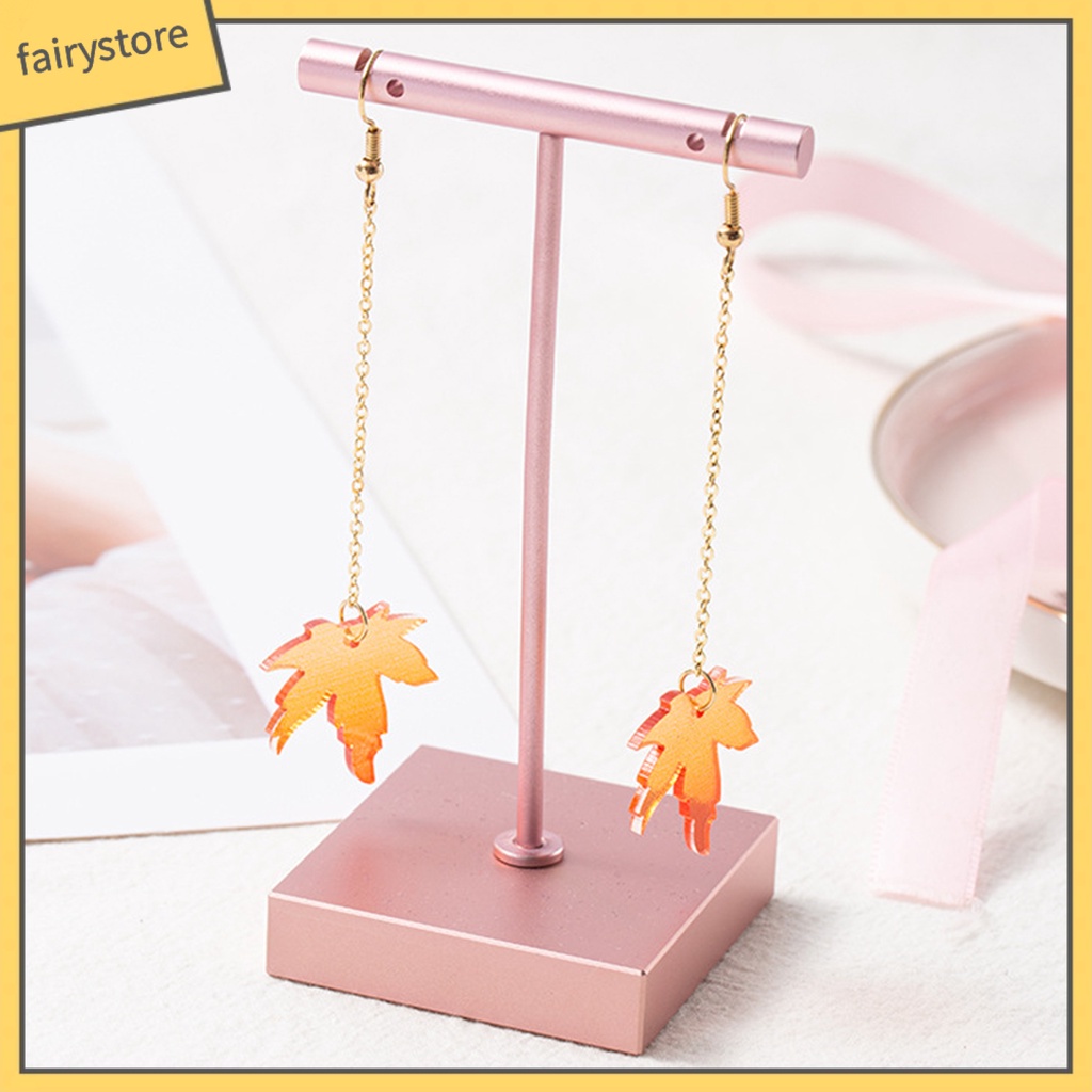 1 Đôi Bông Tai Ngọc Trai Giả Hình Lá Phong Đơn Giản