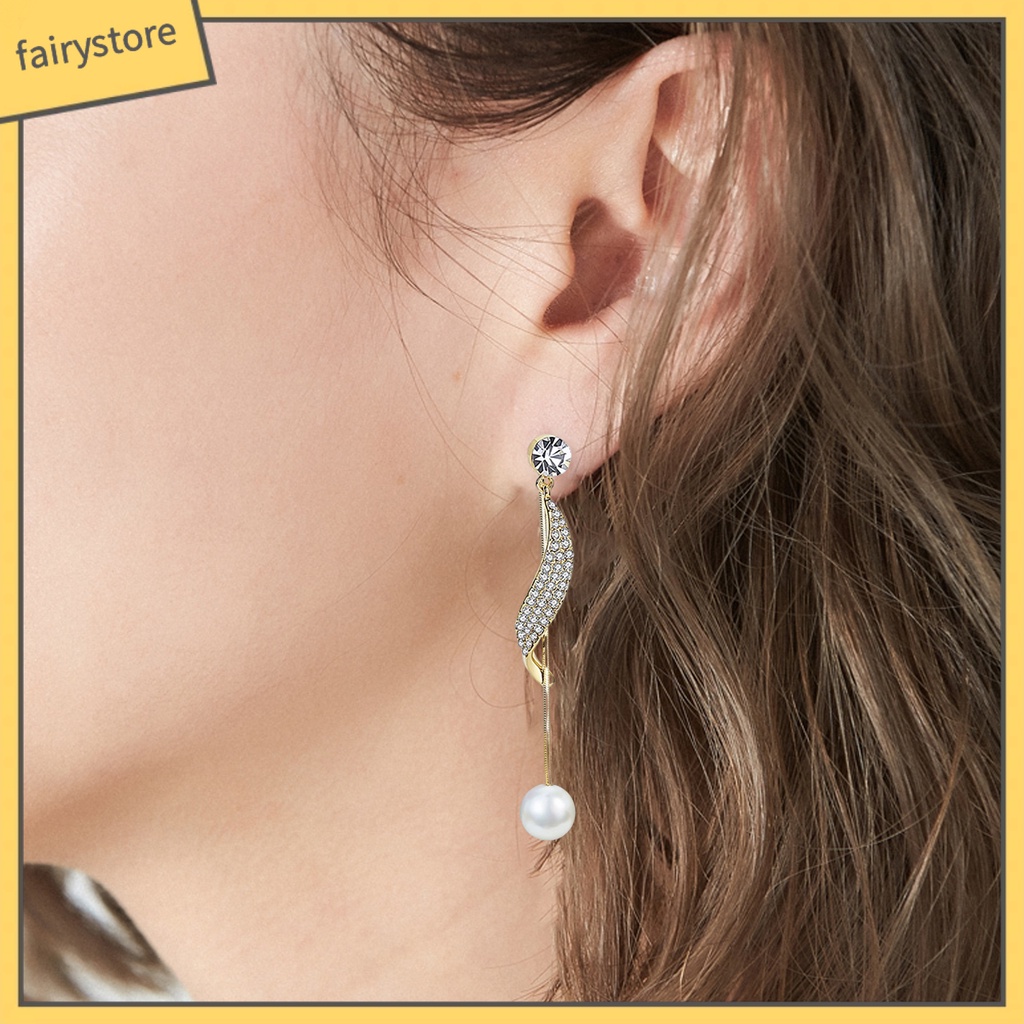 1 Đôi Bông Tai Tua Rua Đính Đá Lấp Lánh Dành Cho Nữ