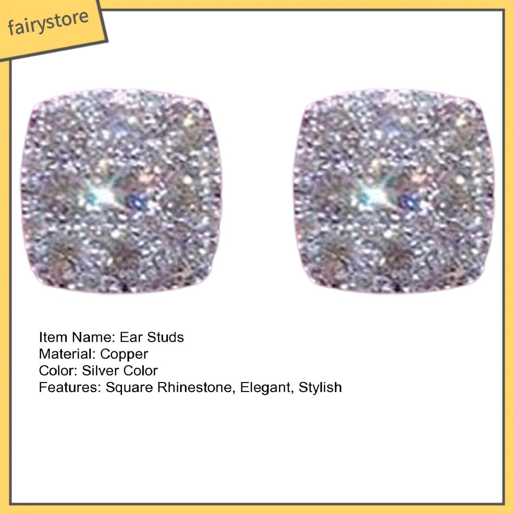 1 Cặp Bông Tai Đính Đá Bằng Đồng Thiết Kế Tối Giản Thời Trang Cho Nữ