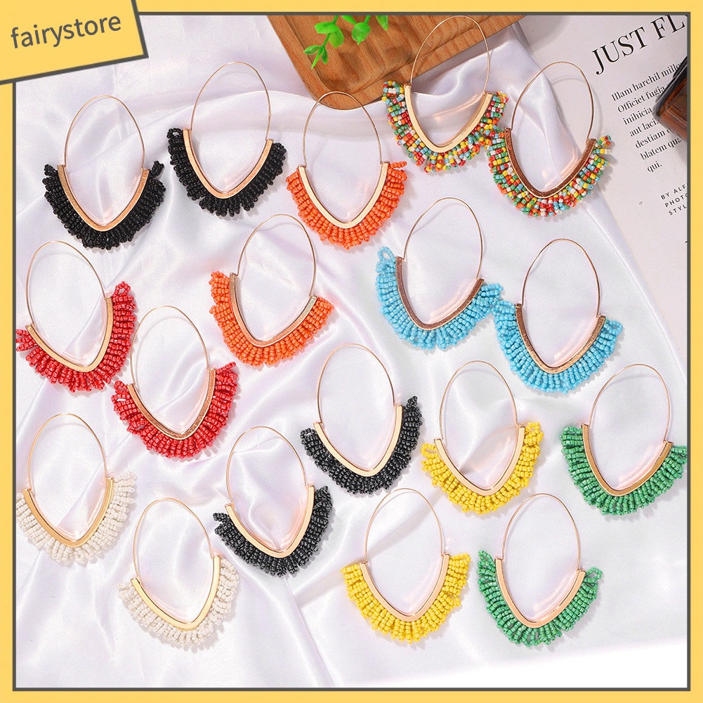 Bông Tai Chuỗi Hạt Tua Rua Phong Cách Bohemian Thời Trang Cho Nữ