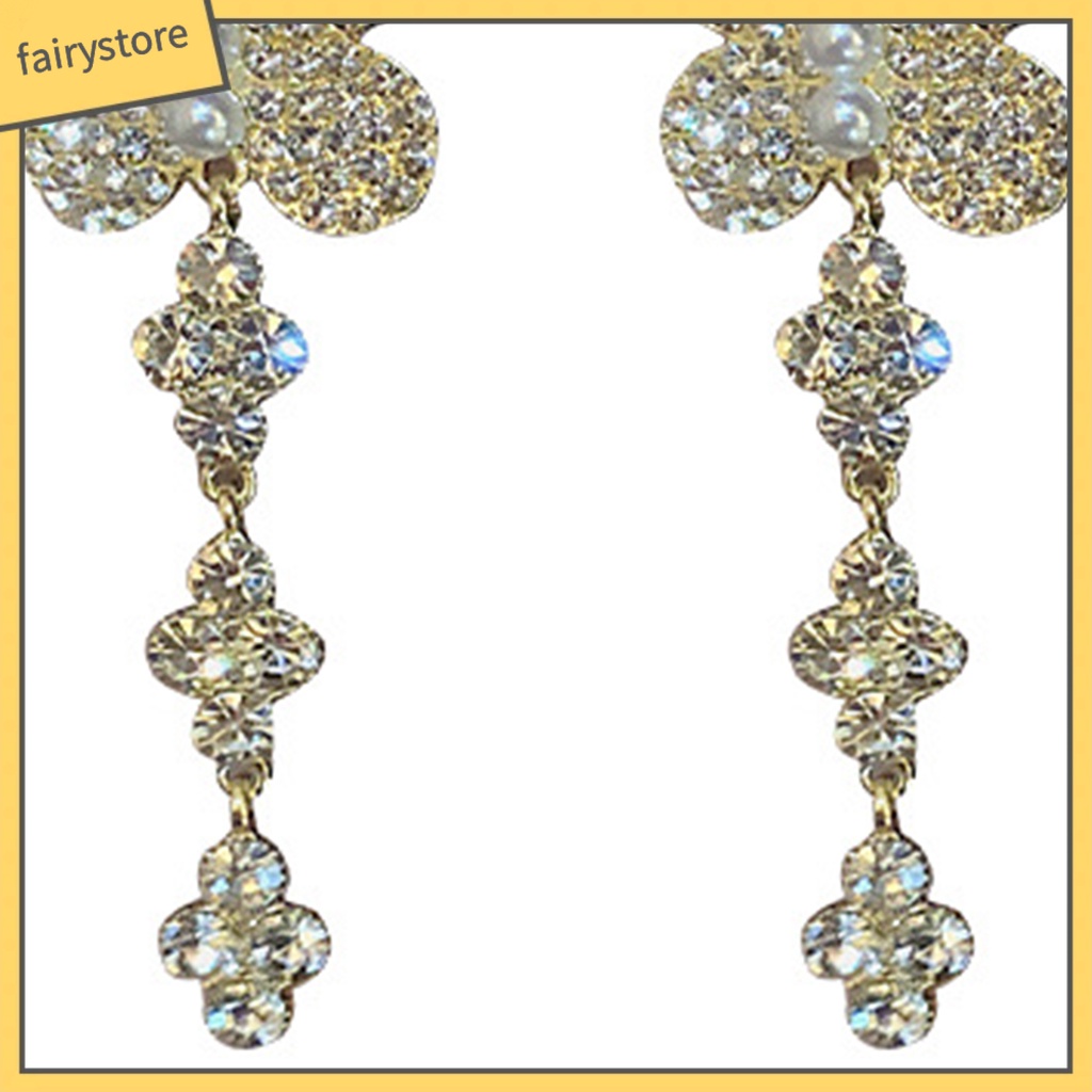 1 Đôi Bông Tai Móc Hình Bướm Đính Ngọc Trai Giả Lấp Lánh Dành Cho Nữ