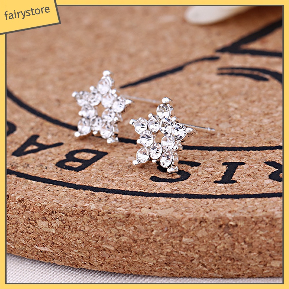 Bông Tai Hình Ngôi Sao / Trái Tim Đính Đá Thời Trang Cho Nữ