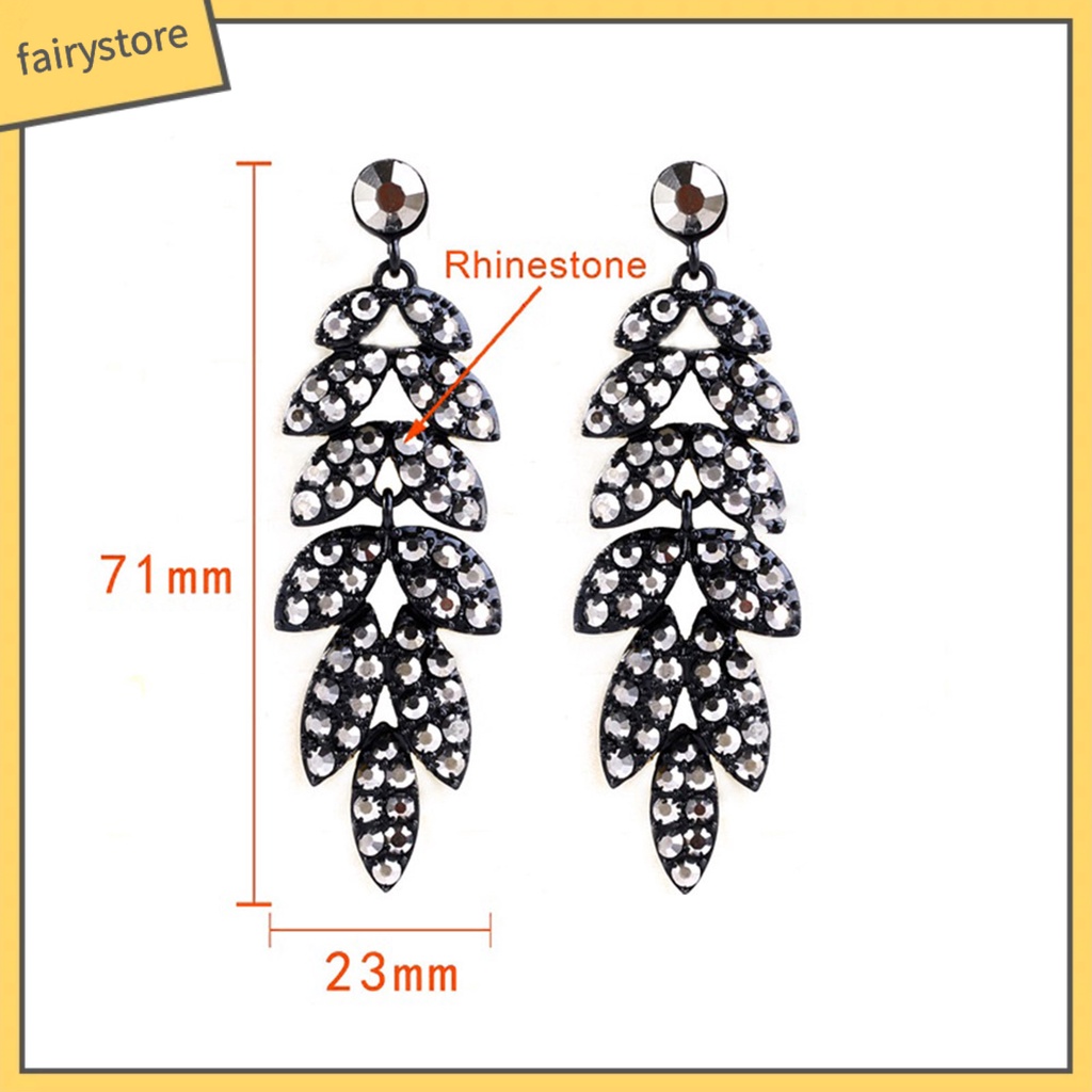 1 Đôi Bông Tai Hình Chiếc Lá Đính Đá Phong Cách Vintage Dành Cho Nữ