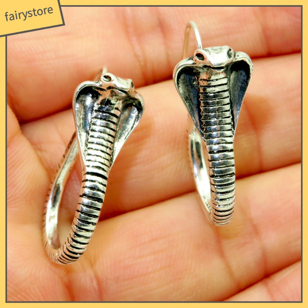 Khuyên Tai Móc Lủng Lẳng Mặt Hình Rắn Cobra Chạm Khắc Cổ Điển Cho Nữ [FRO]