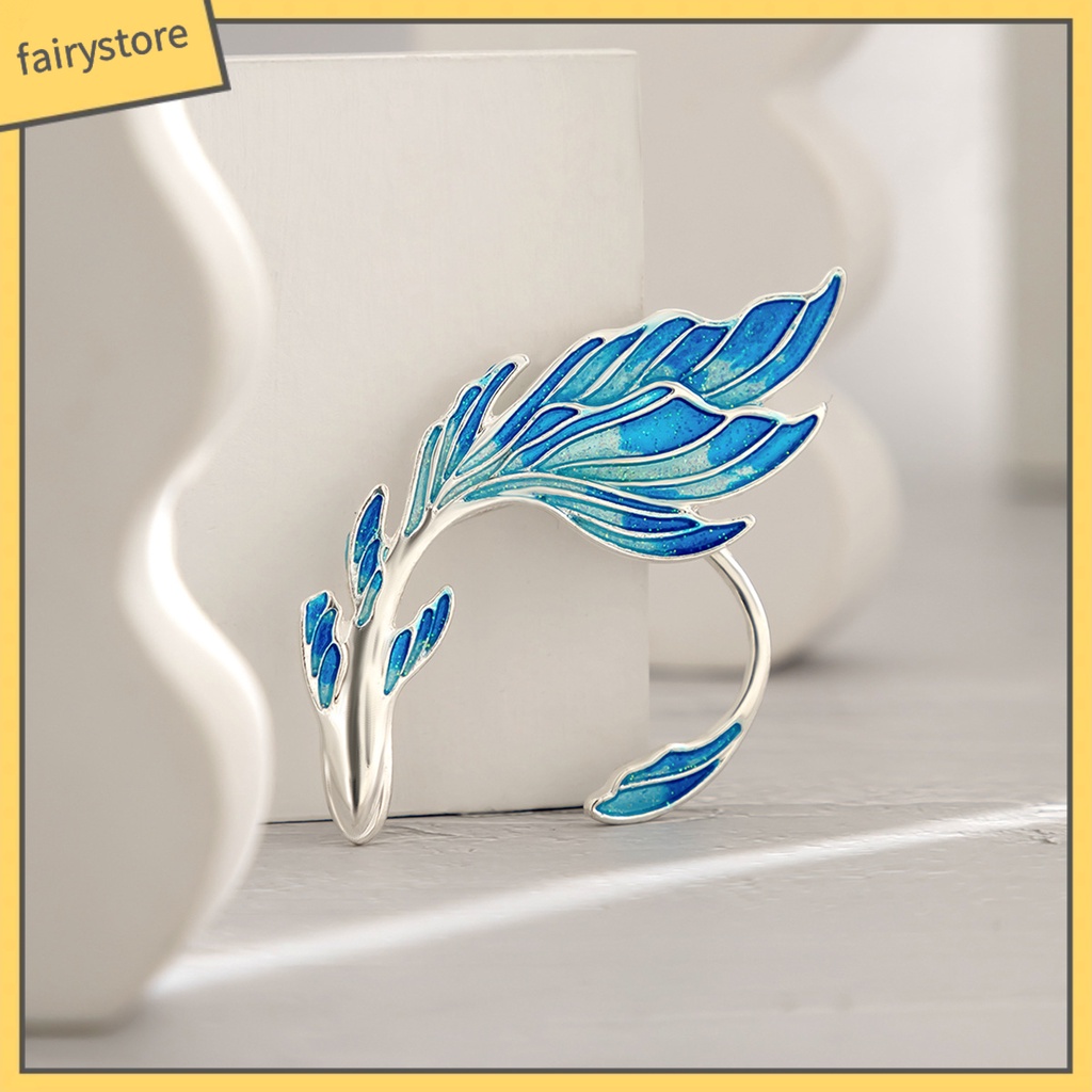 Khuyên Kẹp Vành Tai Hình Đuôi Cá 3D Đính Đá Thời Trang Cho Nữ