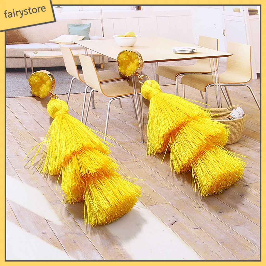 1 Đôi Bông Tai Ba Lớp Tua Rua Thời Trang Dành Cho Nữ