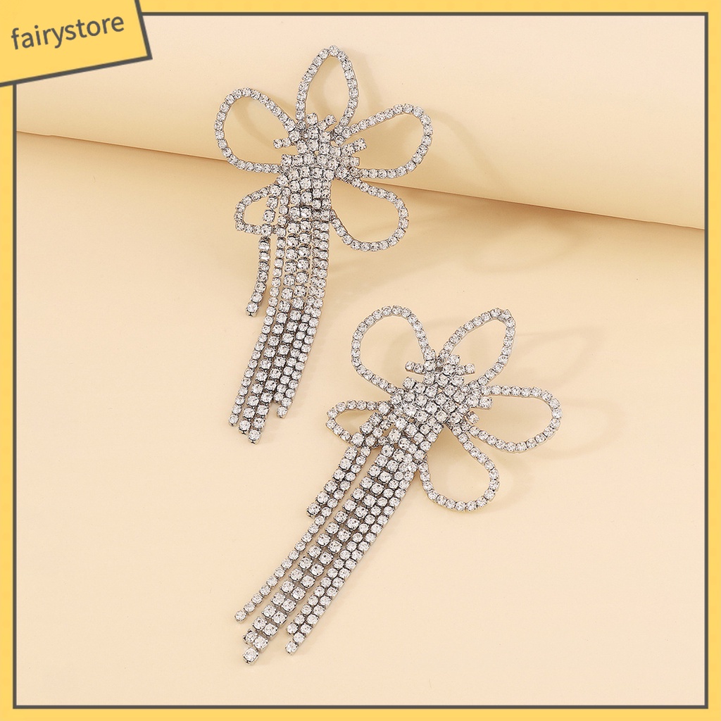 1 Đôi Bông Tai Hình Hoa Đính Đá Sang Trọng Cho Nữ