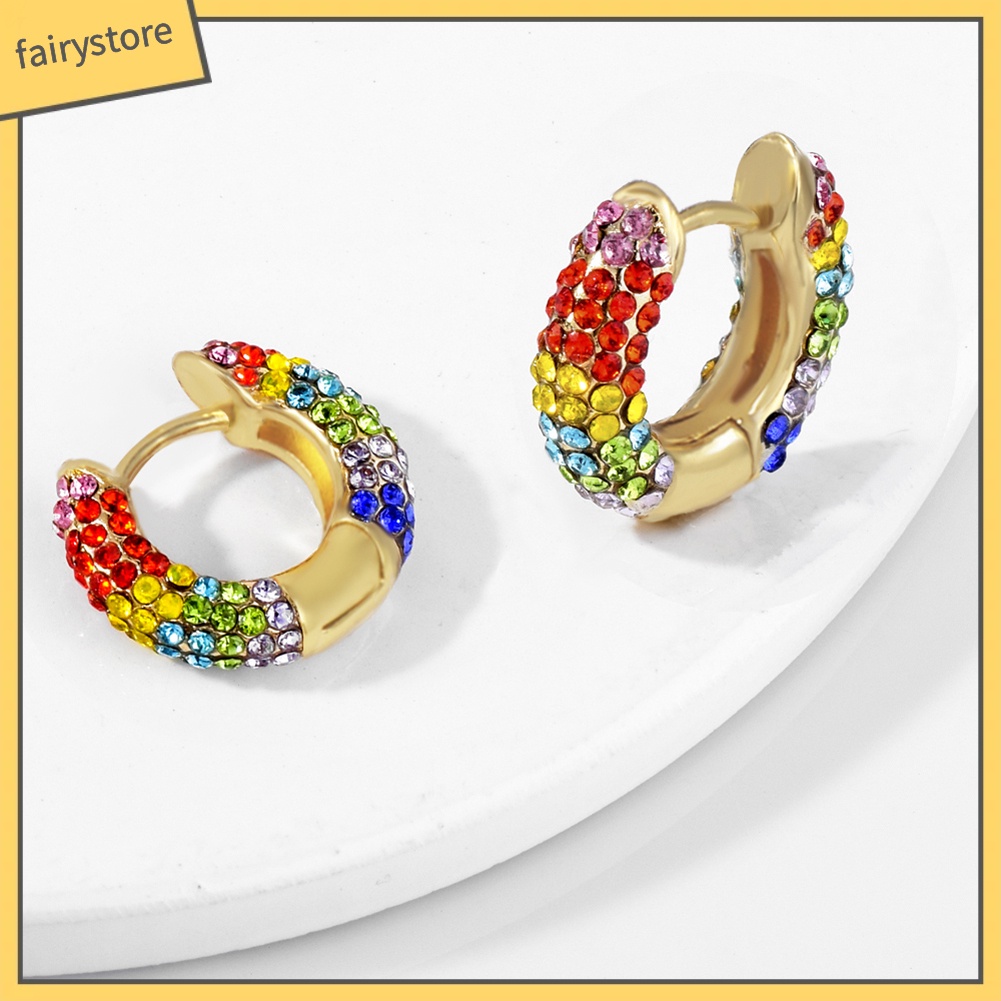 1 Bông Tai Đính Đá Nhiều Màu Thời Trang Dành Cho Nữ