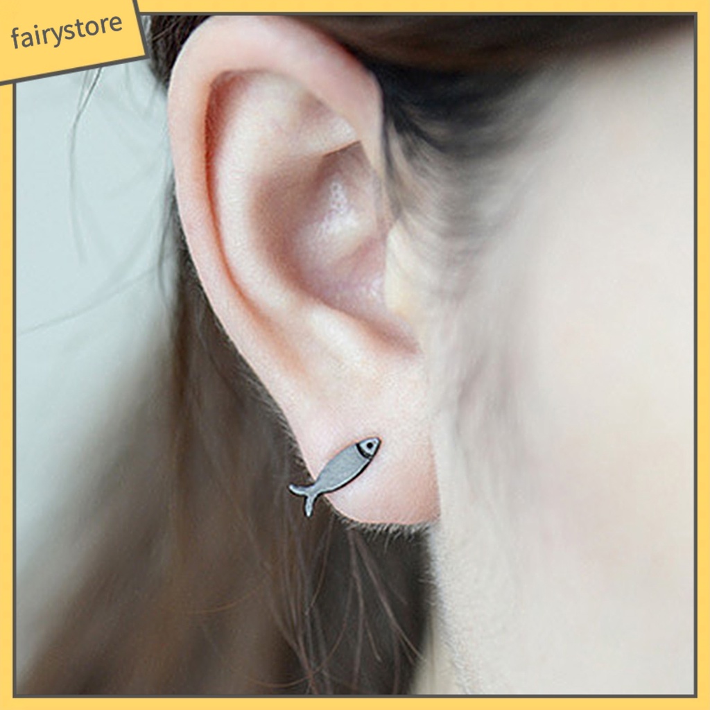 [FRO] 1 Đôi Bông Tai Đinh Tán Hình Cá Dễ Thương Trọng Lượng Nhẹ Phù Hợp Với Mọi Phong Cách