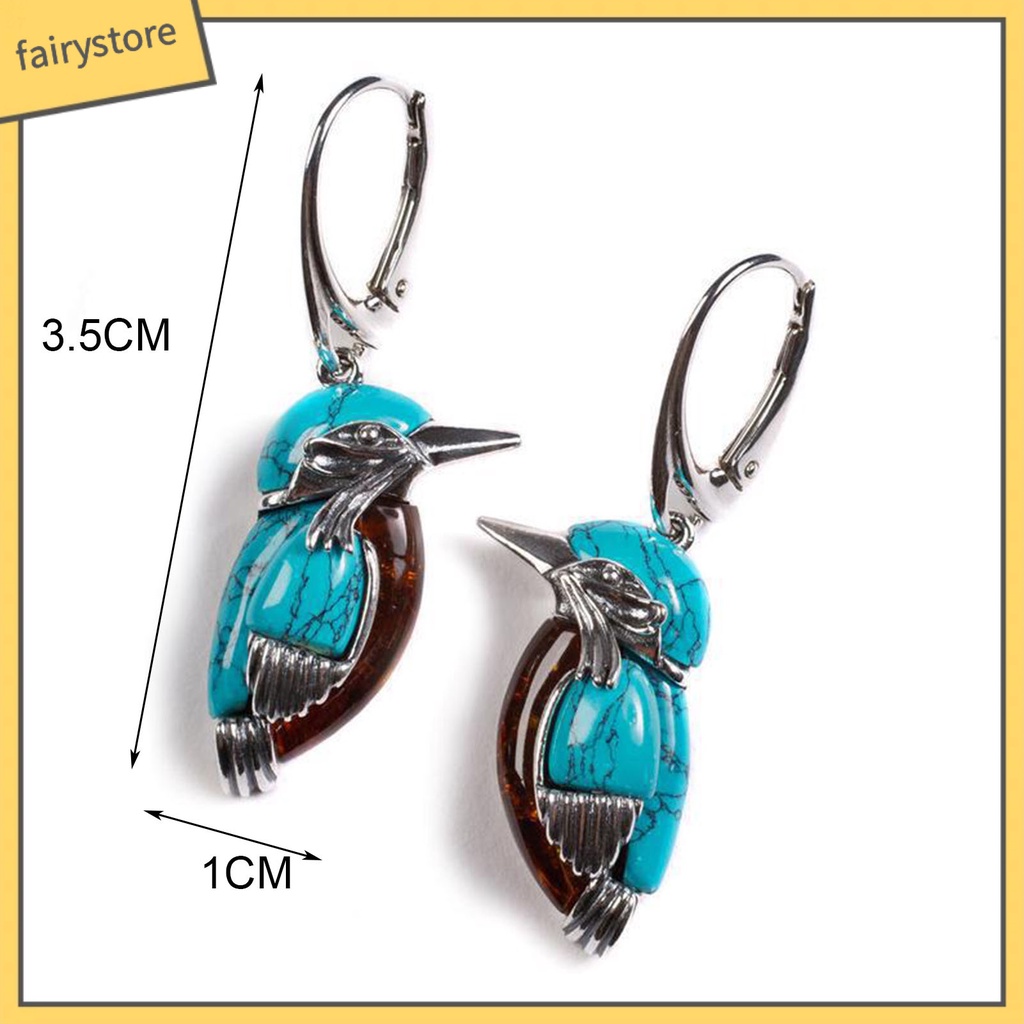 1 Đôi Bông Tai Hình Chim Tự Nhiên Phong Cách Vintage Dành Cho Nữ