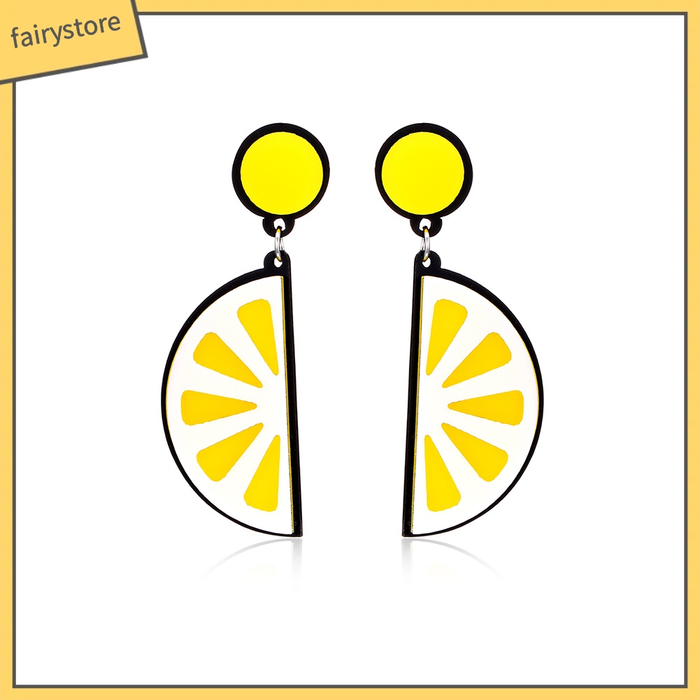 Khuyên Tai Acrylic Hình Lát Chanh Hoạt Hình Thời Trang Cho Nữ