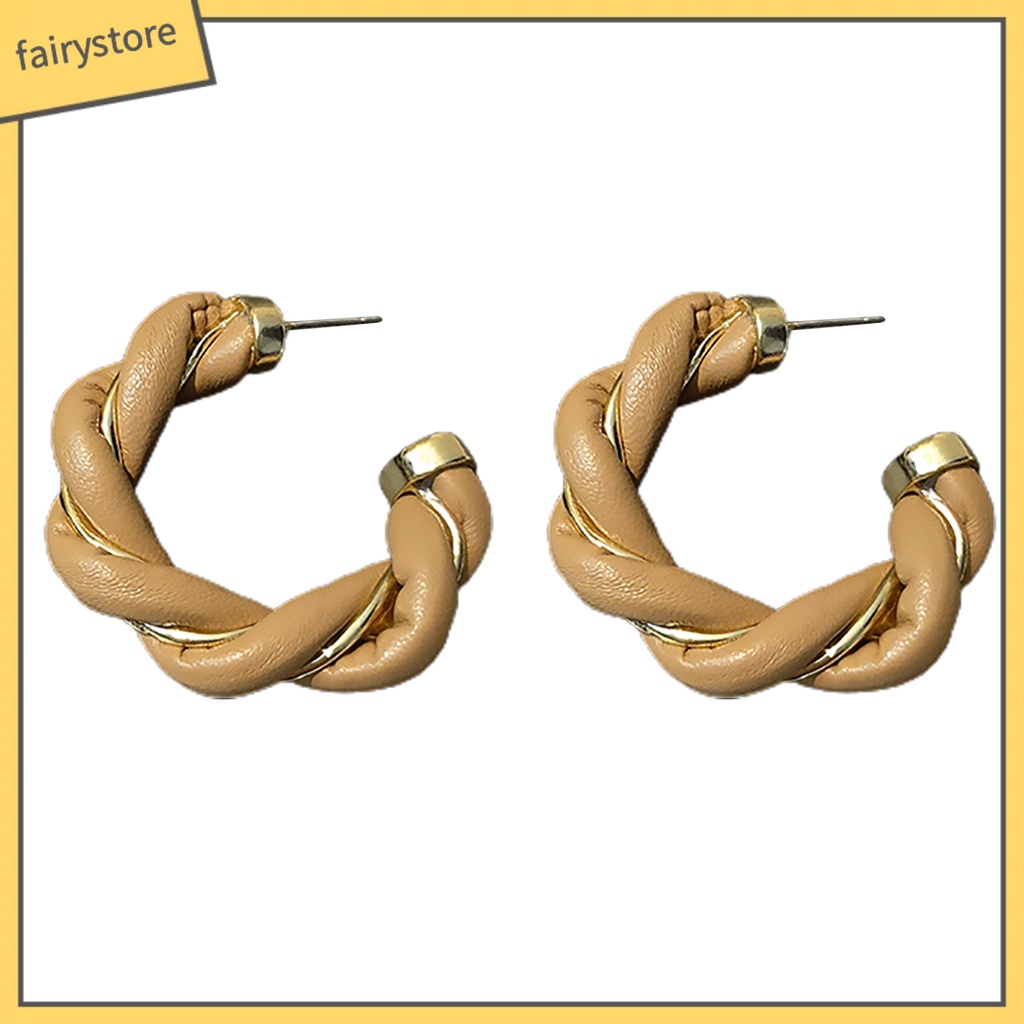 Bông Tai Dạng Vòng Xoắn Giả Da Thời Trang Dành Cho Nữ