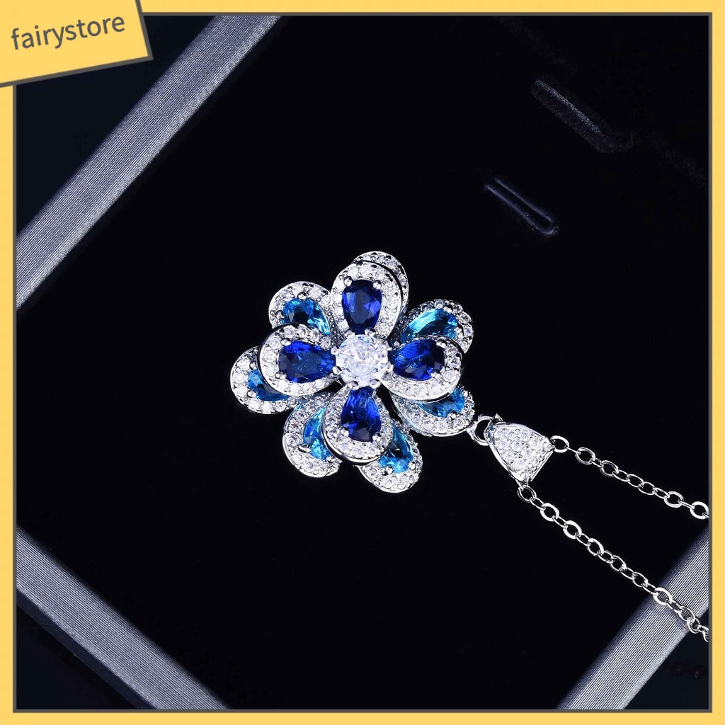 [FRO] Trang Sức Gồm Nhẫn / Bông Tai / Vòng Tay Đính Đá Zircon Hình Hoa Trà Nhiều Màu Lấp Lánh Cho