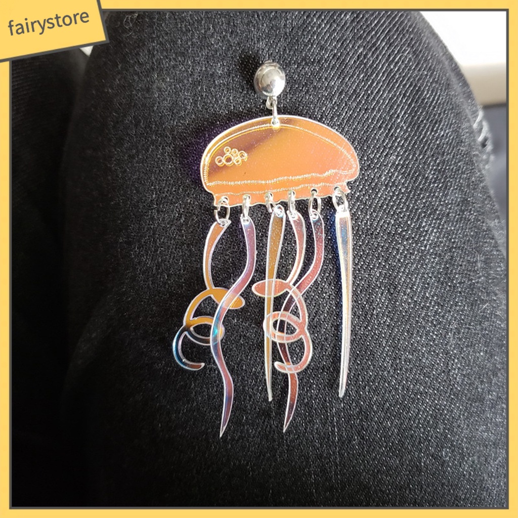 1 Đôi Bông Tai Hình Sứa Hoạt Hình Dạng Cong Bằng Acrylic Cho Nữ