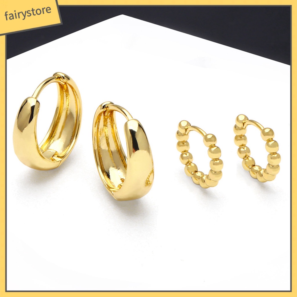 1 Đôi Bông Tai Tròn Màu Trơn Bề Mặt Mịn Chống Biến Dạng Nhanh Trang Trí Khối Đá Zirconia Bền Bỉ Dành Cho Bạn Nữ