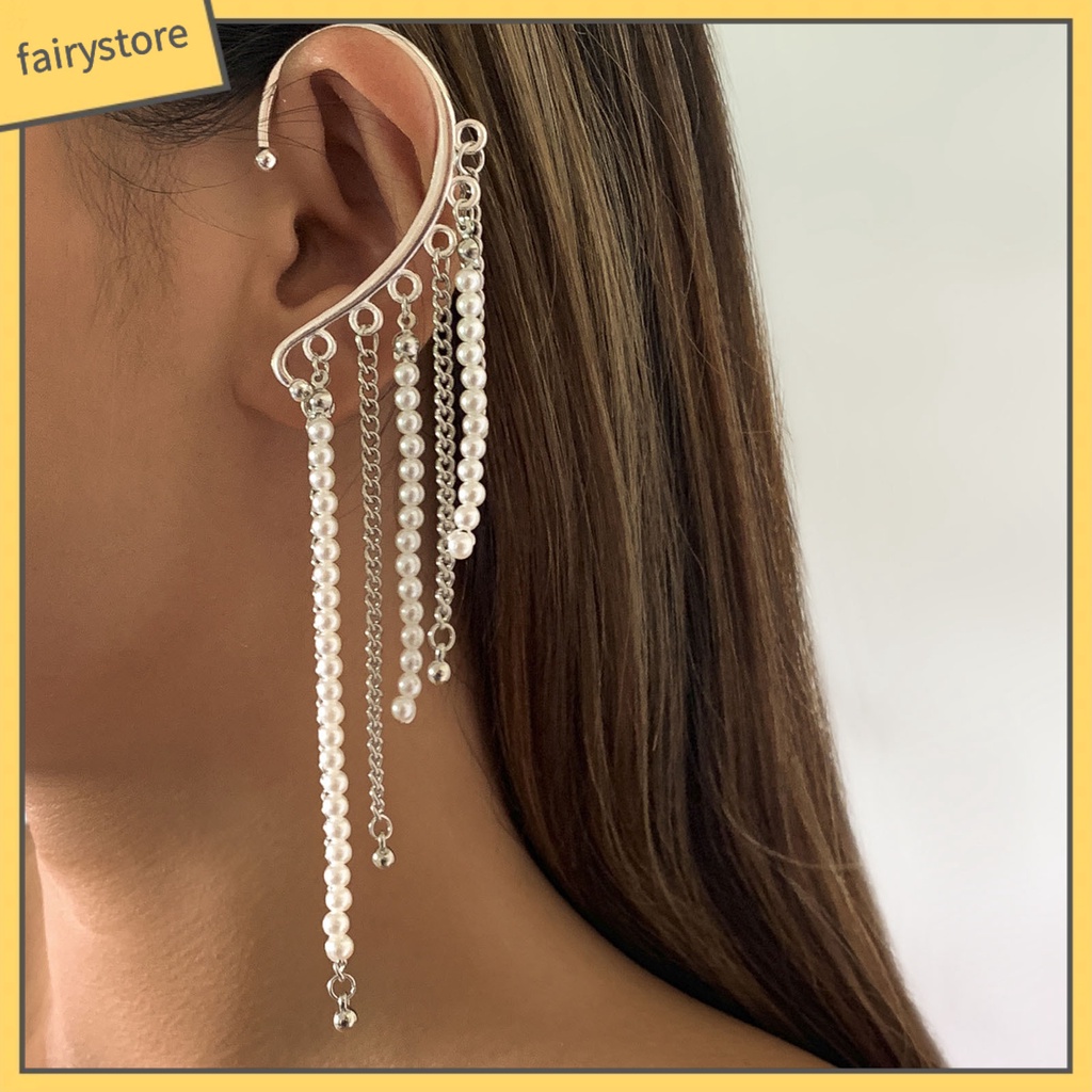 1 Khuyên Kẹp Vành Tai Tua Rua Phong Cách Vintage Tinh Tế Cho Đám Cưới