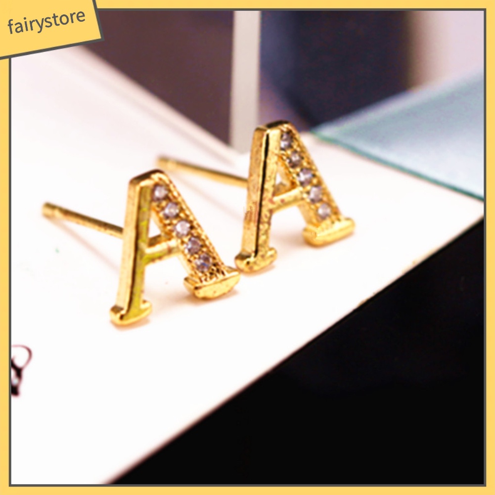 Bông Tai Chữ Cái Đính Đá Thời Trang Dành Cho Nữ