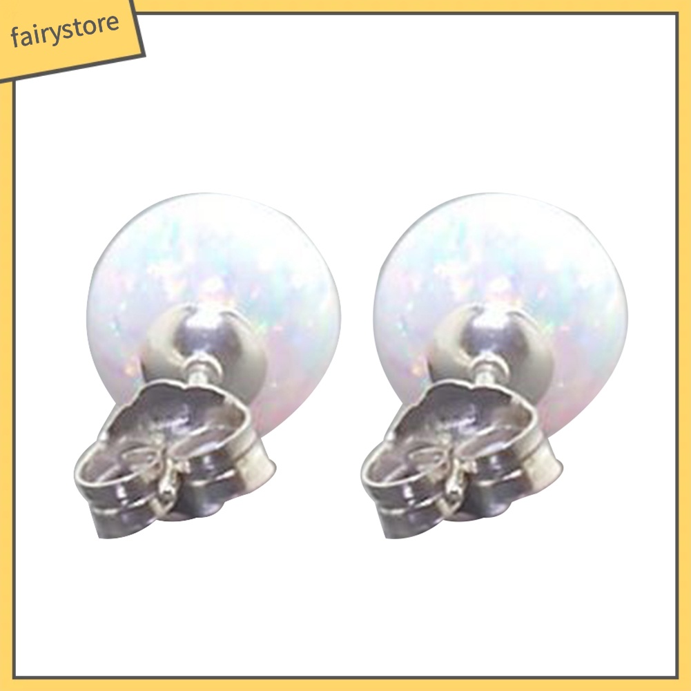 Bông Tai Tròn Đính Đá Opal Nhân Tạo Thời Trang Dành Cho Nữ