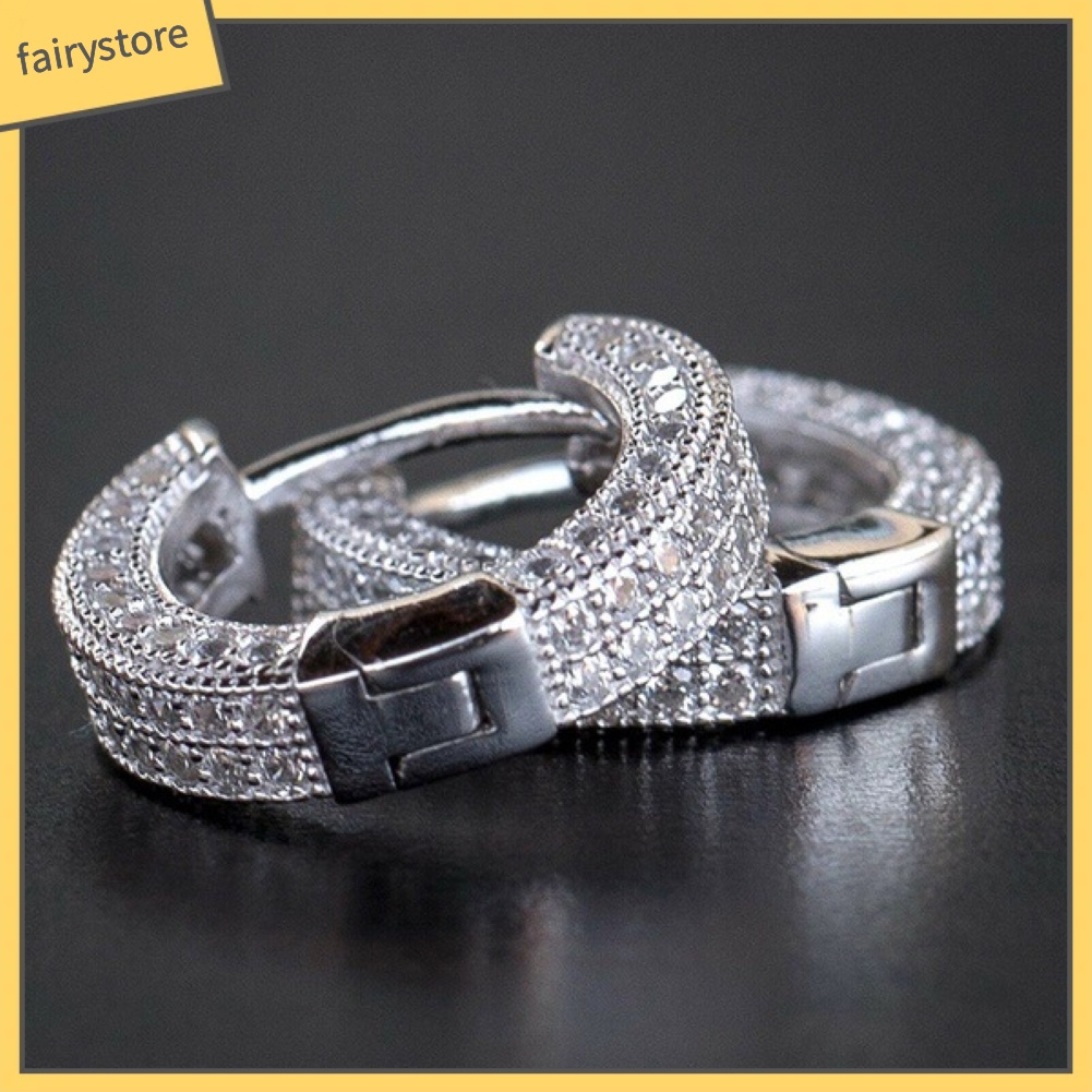 Bông Tai Tròn Đính Đá Lấp Lánh Dành Cho Nữ