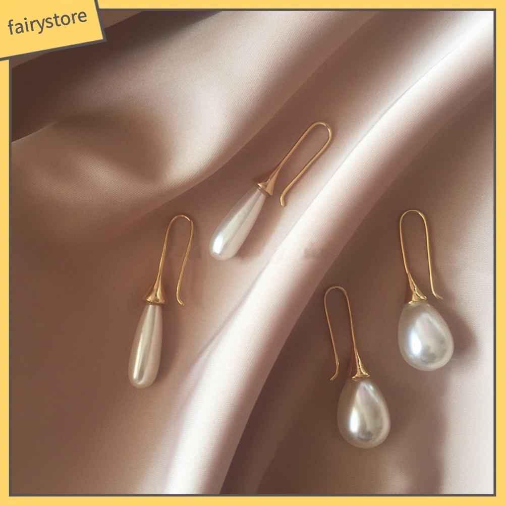 Bông Tai Giọt Nước Đính Ngọc Trai Giả Phong Cách Baroque Dành Cho Nữ