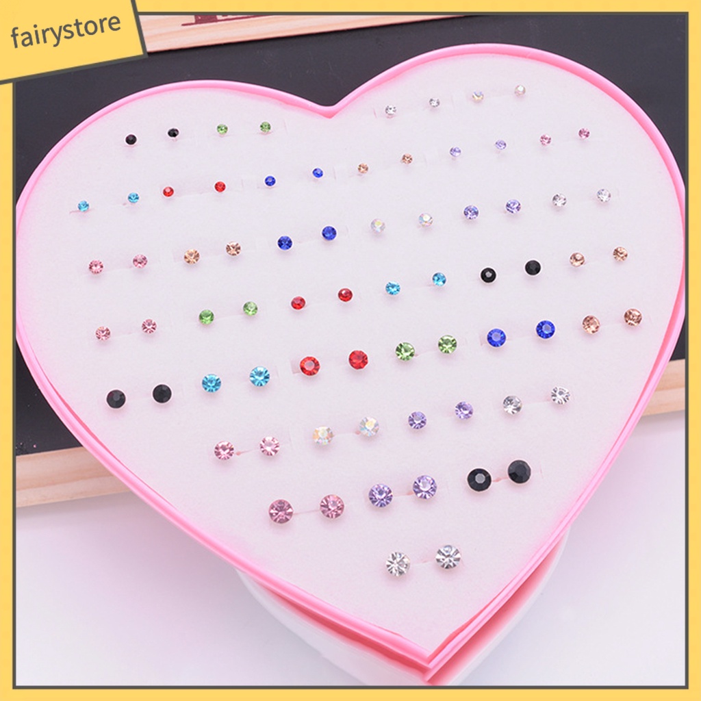 Set 36 Đôi Khuyên Tai Bằng Thép Không Gỉ Họa Tiết Hoạt Hình Nhiều Màu Sắc