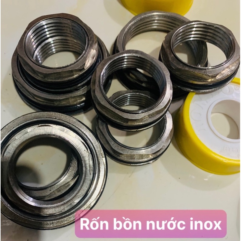 Rốn bồn nước inox, Rốn téc nước các cỡ 27 34 48 60 ren thùng phi