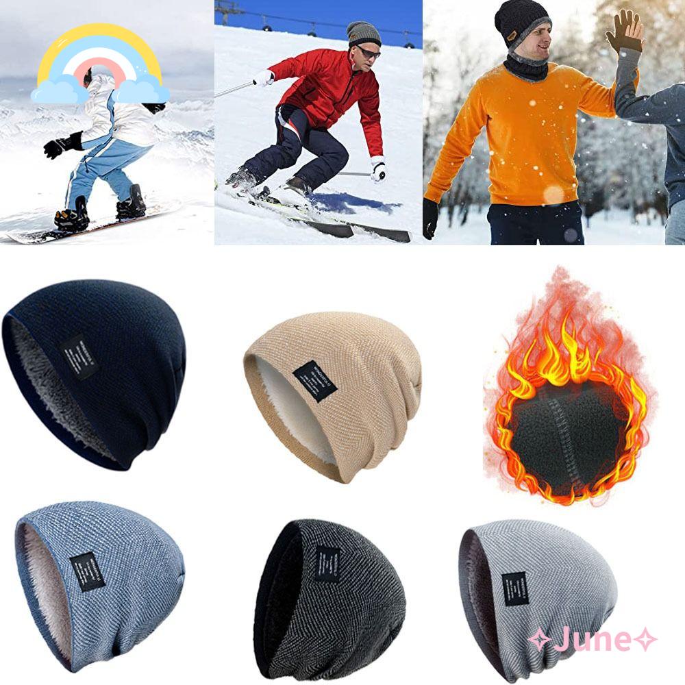 JUNE Mũ Len Trùm Đầu Giữ Ấm Chống Gió Thời Trang