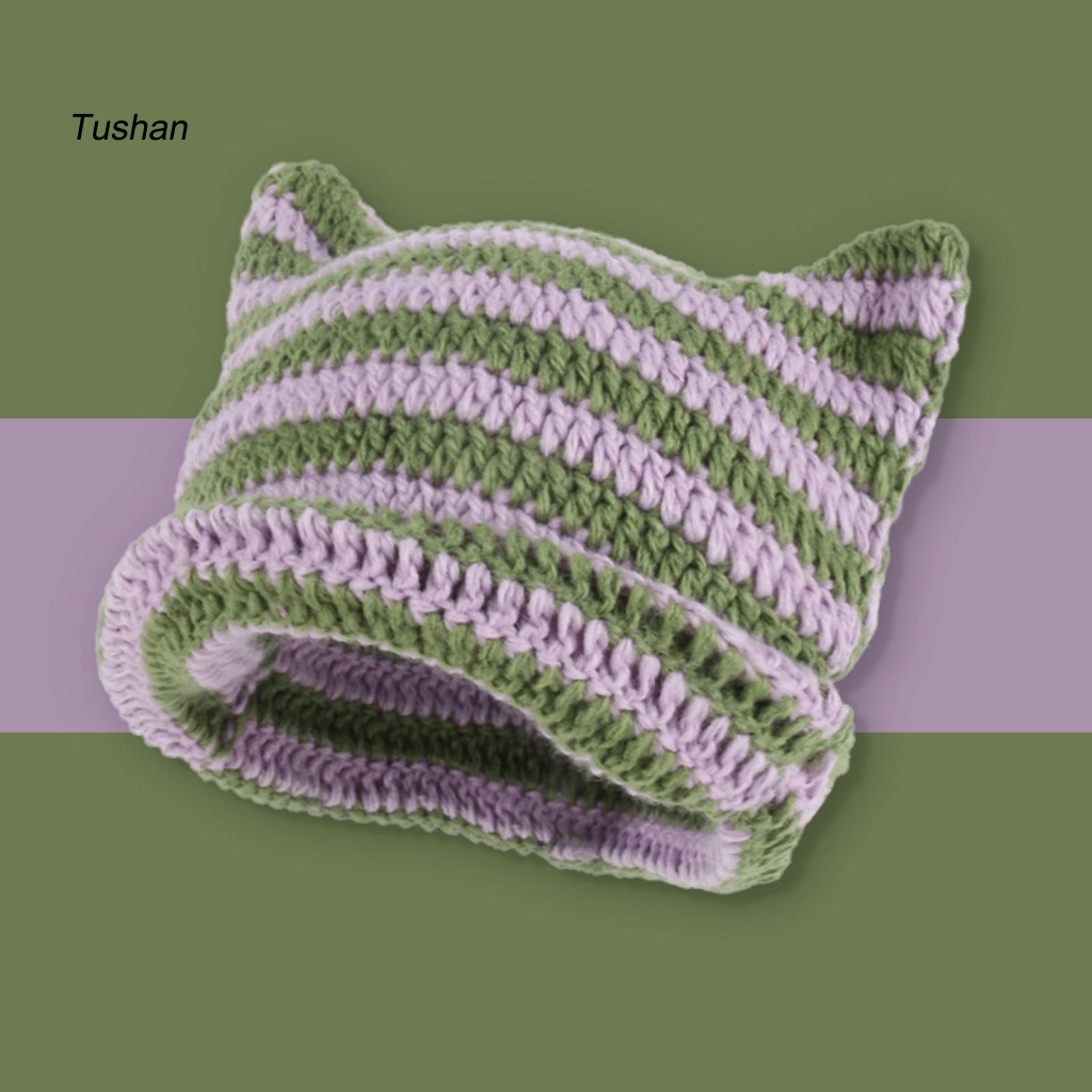 Mũ Beanie Dệt Kim Co Giãn Thoáng Khí Không Vành Màu Sắc Sống Động Thân Thiện Với Da Mùa Đông Cho Nữ