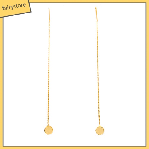 Bông Tai Dạng Xích Dài Mặt Tròn Đơn Giản Thời Trang Cho Nữ