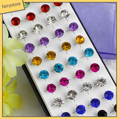 Set 20 Đôi Bông Tai Tròn Đính Đá Nhiều Màu Sắc Phong Cách Gothic Dành Cho Nữ