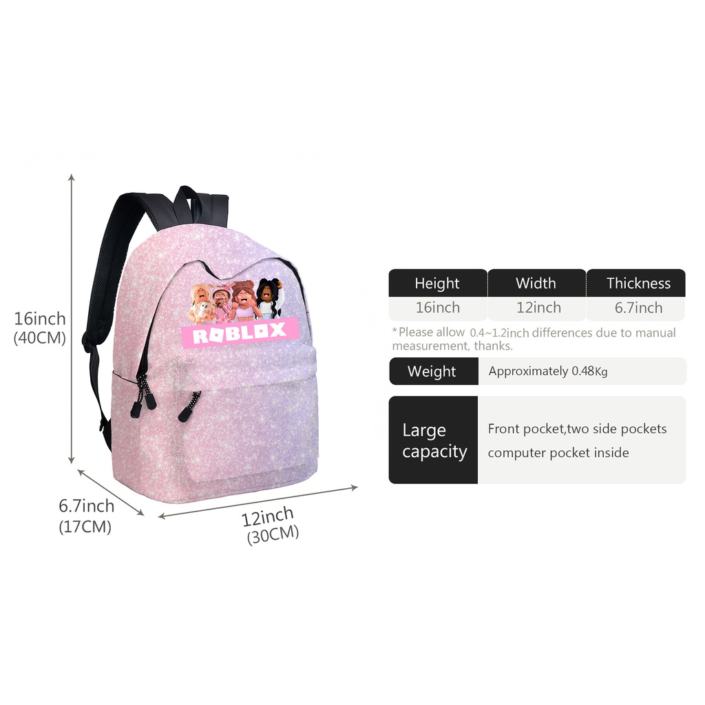 Set 2 Món Ba Lô + Túi Đeo Chéo + Bóp Viết Họa Tiết Hoạt Hình Roblox Dễ Thương Cho Bé