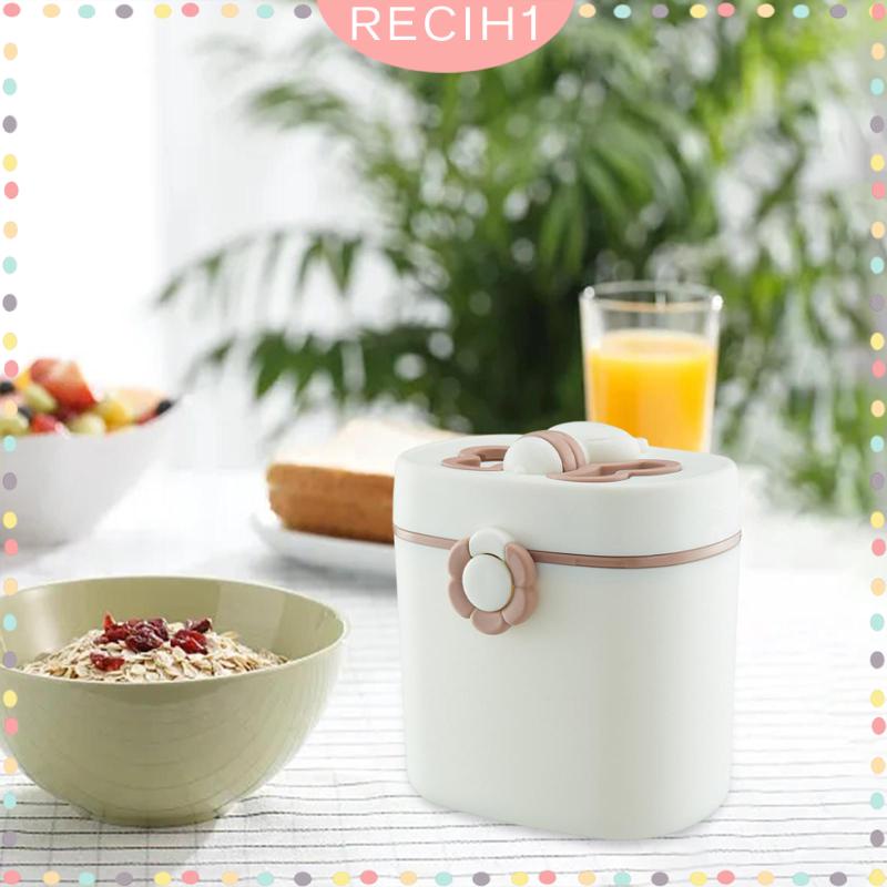 [Recih] Hộp Đựng Thức Ăn / Sữa Bột Em Bé Có Nắp Đậy Kín Và Tay Cầm Có Thể Gập Lại Chống Rò Rỉ Dùng Khi Đi Cắm Trại