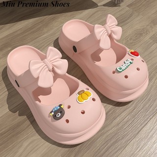 Dép sandal đế dày chống trượt đính nơ xinh xắn cho nữ
