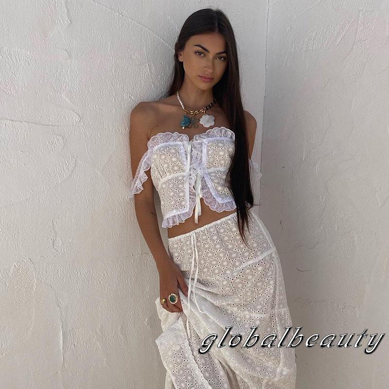 Áo Croptop Không Tay Phối Ren Nhún Bèo Màu Sắc Đơn Giản Phong Cách Đường Phố Cho Nữ