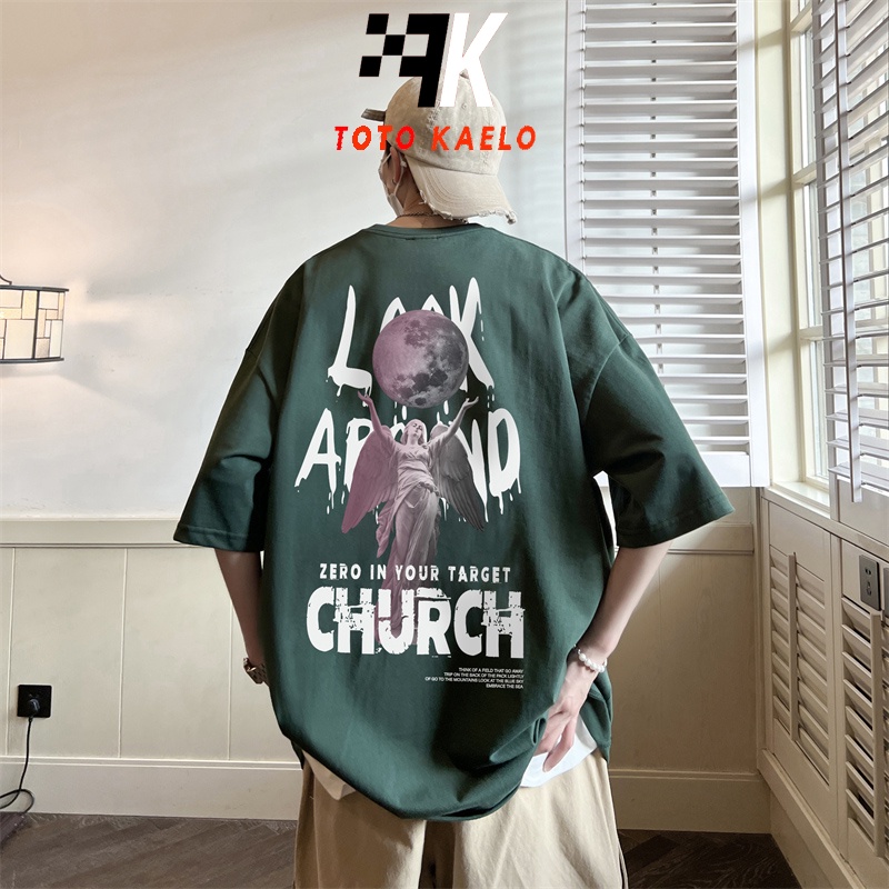 TOTOK Áo phông áo thun unisex Ngắn Tay Cổ Chữ V In Chữ Phong Cách hip hop RE0108