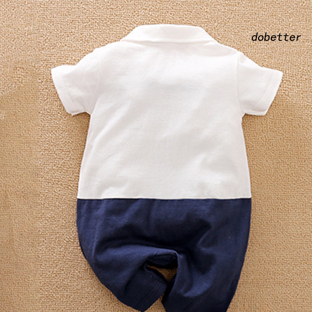 Bộ Đồ Ngủ Liền Thân Tay Ngắn Phong Cách Quý Ông Thời Trang Xuân Hè Cho Bé Sơ Sinh
