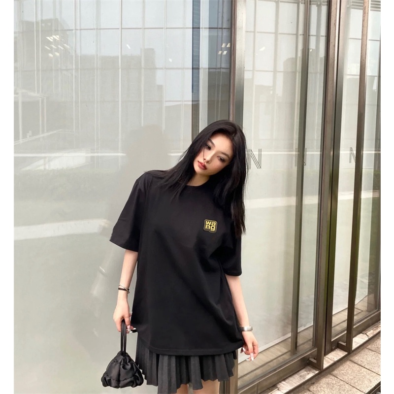 Áo Thun Ngắn Tay Dáng Rộng In Băng Keo Vàng Thời Trang Xu Hướng Alexander